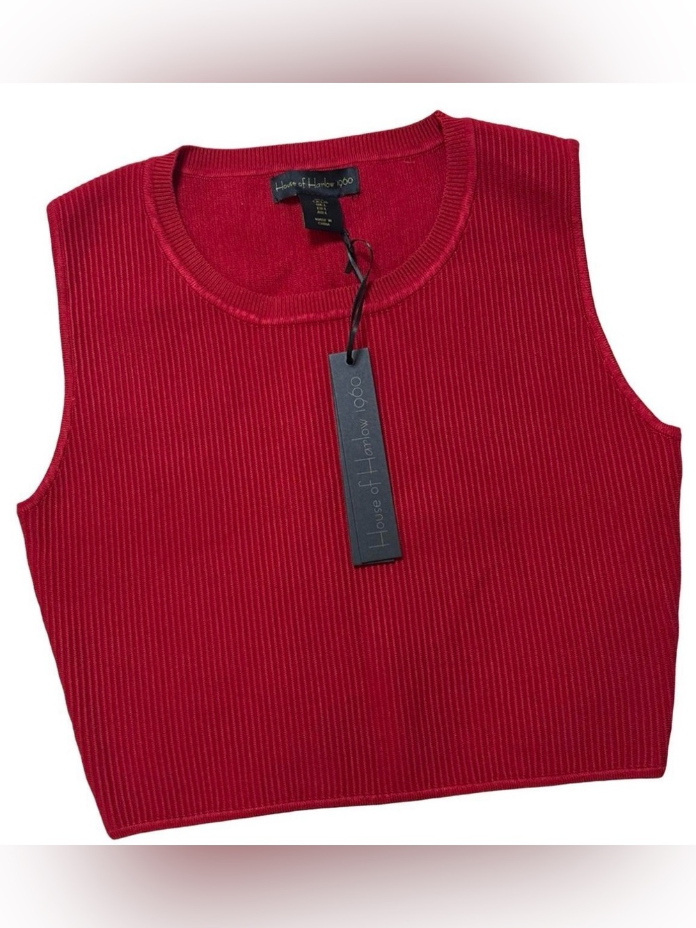 NWT House Of Harlow Red Ribbed crop top tank